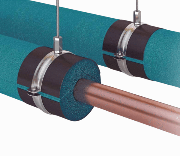 ArmaFlex Ultima C pipe insulation installed in a commercial HVAC setup