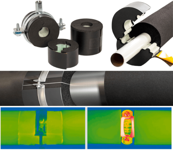 Cross-sectional view of ArmaFix insulated pipe saddle with aluminum cladding