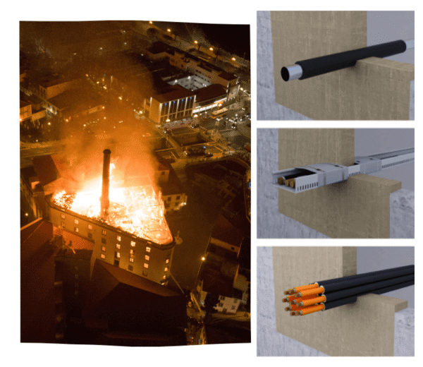 Installed ArmaProtect CM collar around horizontal cast iron pipe