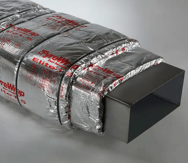 FyreWrap Elite 1.5 installed around HVAC ductwork for passive fire protection in Saudi Arabia